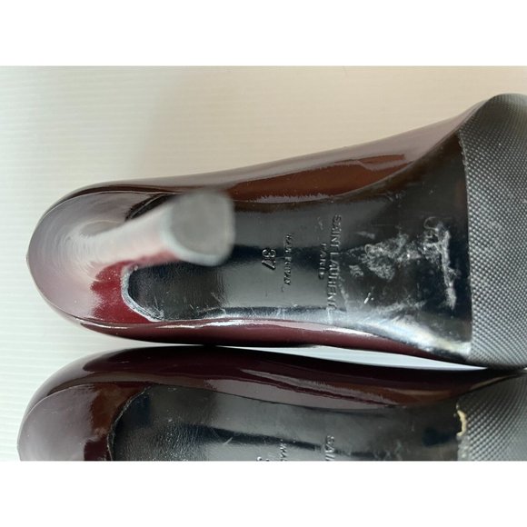 Saint Laurent Burgundy Patent Leather Pump Heels, Size 37 (IT), 7 (US) - Picture 10 of 11